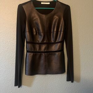Bailey 44 Brown and Black Fitted Peplum Blouse